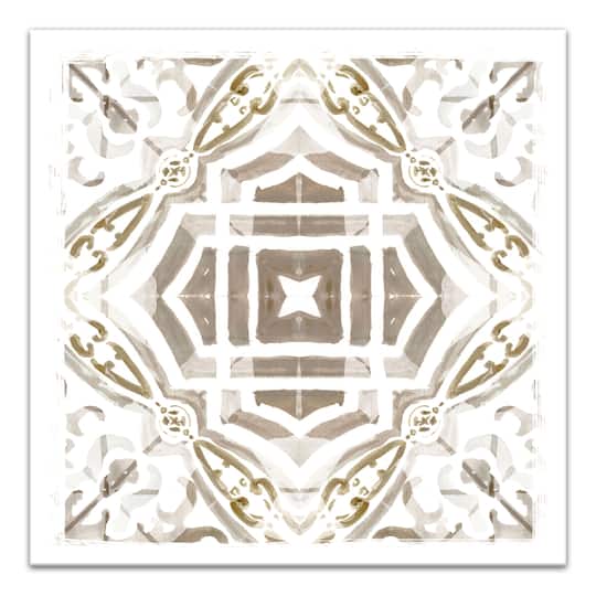 Gray And Gold Medallion 20" x 20" Canvas Wall Art